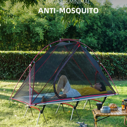 Single Person Off-Ground Camping Tent Portable Folding Bed Cover with Mosquito Net UV-Resistant Fishing Tent Black