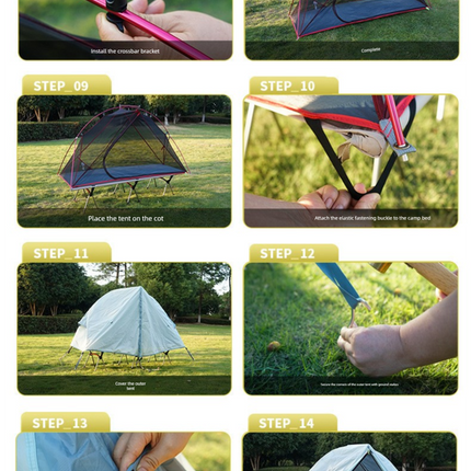 Single Person Off-Ground Camping Tent Portable Folding Bed Cover with Mosquito Net UV-Resistant Fishing Tent Black