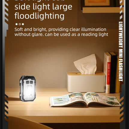 Mini EDC Keychain Flashlight Dual LED Super Bright 750mAh Type-C Rechargeable Magnetic Torch Work Light White