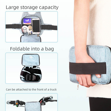Child Motorcycle Safety Harness Strap Adjustable Passenger Belt with Handles & Storage Pocket Breathable Linen Grey for Scooter