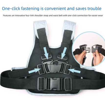 Child Motorcycle Safety Harness Strap Adjustable Passenger Belt with Handles & Storage Pocket Breathable Linen Light Blue for Scooter