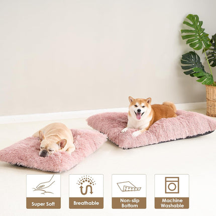 Luxury Long Plush Pet Bed Mat Faux Fur Crate Pad 55x40cm Creamy White Soft Warm Cushion for Dogs & Cats