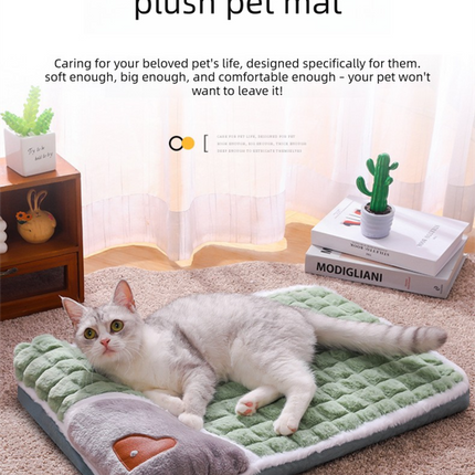 Thickened Pet Sofa Bed M Size 50x35cm Coffee Dog Mat with Integrated Pillow Soft Washable Sleeping Pad for Dogs and Cats All Season Comfort