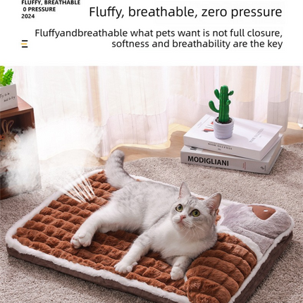 Thickened Pet Sofa Bed XL Size 75x45cm Coffee Dog Mat with Integrated Pillow Soft Washable Sleeping Pad for Dogs and Cats All Season Comfort