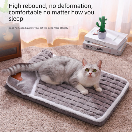 Thickened Pet Sofa Bed XXL Size 100x70cm Coffee Dog Mat with Integrated Pillow Soft Washable Sleeping Pad for Dogs and Cats All Season Comfort
