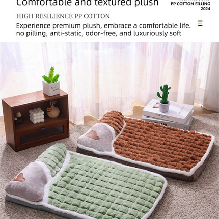 Thickened Pet Sofa Bed S Size 40x25cm Coffee Dog Mat with Integrated Pillow Soft Washable Sleeping Pad for Dogs and Cats All Season Comfort