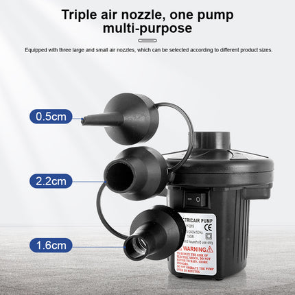 Electric Air Pump AC 220V-240V Portable Quick Inflator Deflator with 3 Nozzles for Air Mattress Pool Floats Vacuum Storage Bags AU Plug