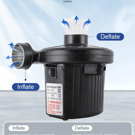 Electric Air Pump AC 220V-240V Portable Quick Inflator Deflator with 3 Nozzles for Air Mattress Pool Floats Vacuum Storage Bags AU Plug