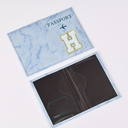 Fashion Initial Letter Passport Holder Stylish Travel Wallet Cover with Alphabet Pattern – Design C