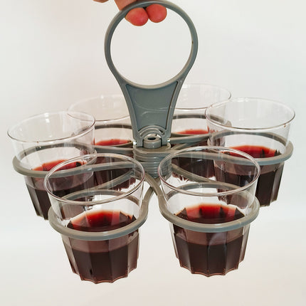 Portable 6-Cup Drink Carrier Foldable Reusable Coffee Tray Holder Grey for Parties Camping & Office Runs