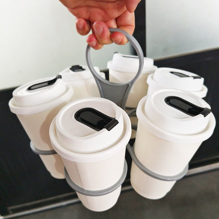 Portable 6-Cup Drink Carrier Foldable Reusable Coffee Tray Holder Red for Parties Camping & Office Runs