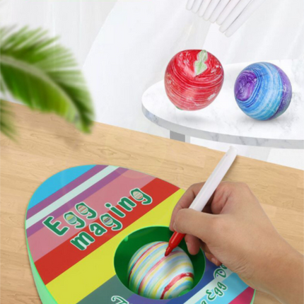 Easter Bunny and Chick Egg Decorating Kit Electric DIY Painting Machine with 8 Markers and 3 Toy Eggs Set