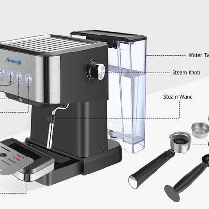 Premium Espresso Coffee Machine with Touch Control Panel & Steam Milk Frother 1050W Stainless Steel CM3010 (AU Plug)