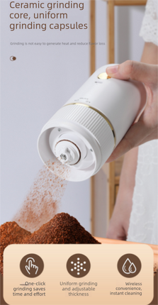 Portable Electric Coffee Grinder Wireless Rechargeable Burr Mill with Cleaning Brush Automatic Bean Grinder MDJ-13 White