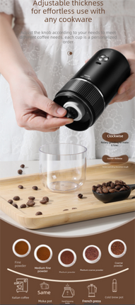 Portable Electric Coffee Grinder Wireless Rechargeable Burr Mill with Cleaning Brush Automatic Bean Grinder MDJ-13 White