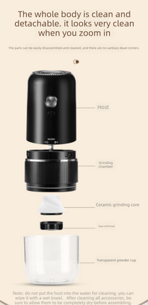 Portable Electric Coffee Grinder Wireless Rechargeable Burr Mill with Cleaning Brush Automatic Bean Grinder MDJ-13 White
