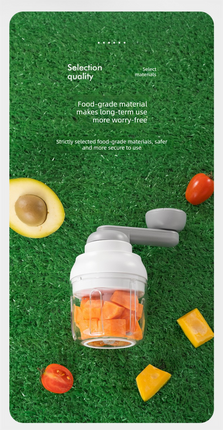 Manual Mini Garlic Chopper & Food Processor 250ml Portable Hand-Crank Mincer for Garlic, Meat, and Baby Food – Ivory White