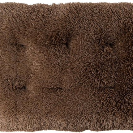 Luxury Long Plush Pet Bed Mat Faux Fur Crate Pad 80x55cm Dark Offee Soft Warm Cushion for Medium to Large Dogs