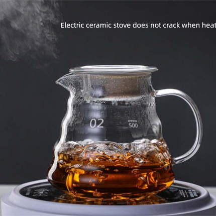 360ml Borosilicate Glass Coffee Server - Heat Resistant "Cloud" Pour Over Carafe with Lid - Drip Coffee Sharing Pot for Home Baristas (1-2 Cups)