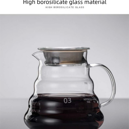 600ml Borosilicate Glass Coffee Server - Heat Resistant "Cloud" Pour Over Carafe with Lid - Large Drip Coffee Sharing Pot for Home & Office (2-4 Cups)