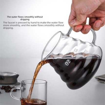 800ml Extra Large Glass Coffee Server - Heat Resistant "Cloud" Pour Over Carafe with Lid - Family Size Drip Coffee Pot & Tea Pitcher (3-5 Cups)