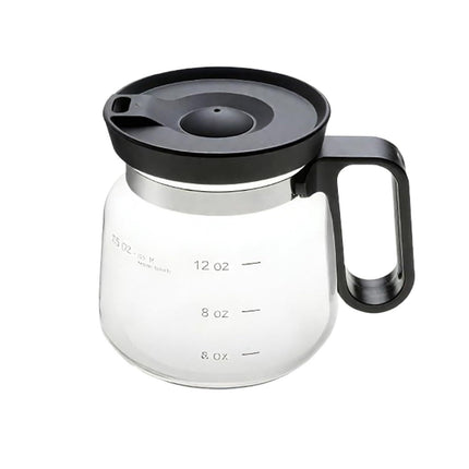 16oz Novelty Glass Coffee Carafe Mug - Heat Resistant Borosilicate Cup with Handle & Splash-Proof Lid - Personal Mini Pot for Tea, Latte & Office Desk (Clear/Black)
