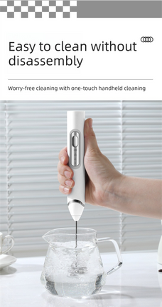 Rechargeable 3-in-1 Handheld Milk Frother Set - Electric Whisk with Egg Beater & Mixing Hook - 3 Speed Adjustable Foam Maker for Coffee, Lattes, Baking & Baby Food (Black)
