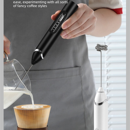 Rechargeable 3-in-1 Handheld Milk Frother Set - Electric Whisk with Egg Beater & Mixing Hook - 3 Speed Adjustable Foam Maker for Coffee, Lattes, Baking & Baby Food (White)