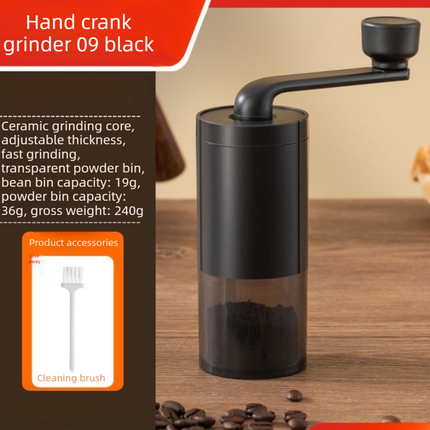 Manual Hand-Crank Coffee Grinder Precision Burr Mill with Adjustable Settings and Cleaning Brush MDJ-09 Matte Black