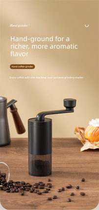 Manual Hand-Crank Coffee Grinder Precision Burr Mill with Adjustable Settings and Cleaning Brush MDJ-09 Matte White