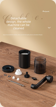 Manual Hand-Crank Coffee Grinder Precision Burr Mill with Adjustable Settings and Cleaning Brush MDJ-09 Matte White