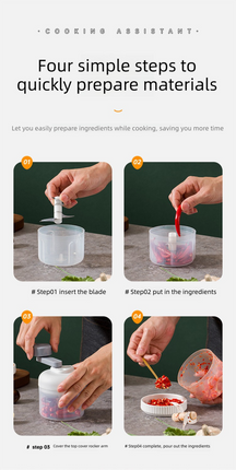 Manual Mini Garlic Chopper & Food Processor 100ml Portable 3-Speed Hand-Crank Mincer – Green Edition