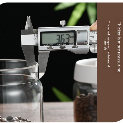 500ml Vacuum Sealed Glass Coffee Canister - One-Press Airtight Food Storage Jar - Moisture-Proof High Borosilicate Container for Beans & Tea (Black Lid)