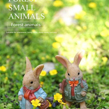 Garden Style Backpack Bunny Succulent Planter Decoration – Cute Rabbit Animal Figurine Resin Craft for Balcony and Pot Plant