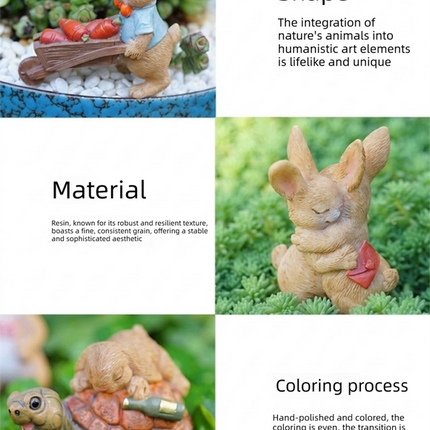 Garden Style Backpack Bunny Succulent Planter Decoration – Cute Rabbit Animal Figurine Resin Craft for Balcony and Pot Plant