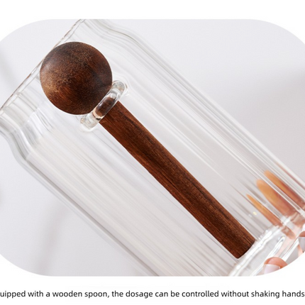 500ml Premium Borosilicate Glass Storage Jar with Acacia Wood Lid & Integrated Spoon – Airtight Moisture-Proof Kitchen Canister for Tea, Coffee, and Spices
