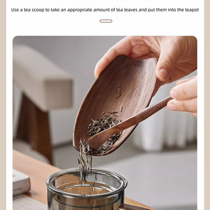 400ml Borosilicate Glass Tea Mug with Infuser and Walnut Wood Handle Clear Loose Leaf Teacup for Home Office