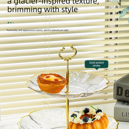3-Tier Modern Fruit & Snack Stand – White Reinforced Tiered Platter with Durable Iron Art Support for Home, Reception, and Office