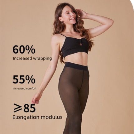2 PCS Women's Fake Translucent Tights Sheer Illusion Footed Pantyhose High Elasticity Slimming Leggings Size M
