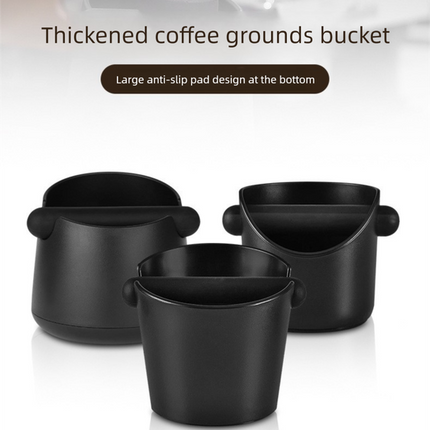 Compact Espresso Knock Box Angled Coffee Grounds Waste Bin with Anti-Slip Base and Rubber Bar for Home Baristas
