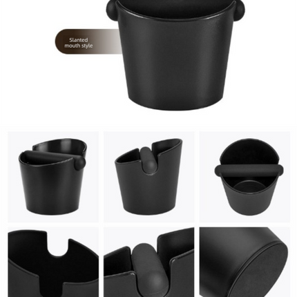 Compact Espresso Knock Box Angled Coffee Grounds Waste Bin with Anti-Slip Base and Rubber Bar for Home Baristas