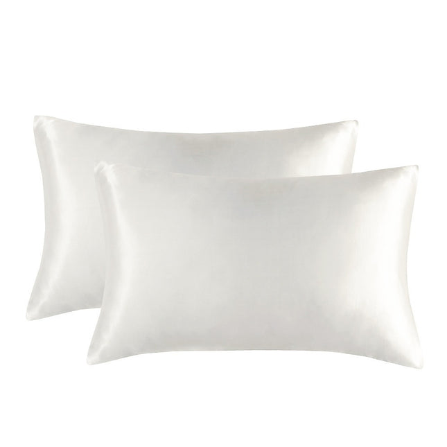 1-Pair White Luxury Satin Silk Pillowcase for Hair and Skin