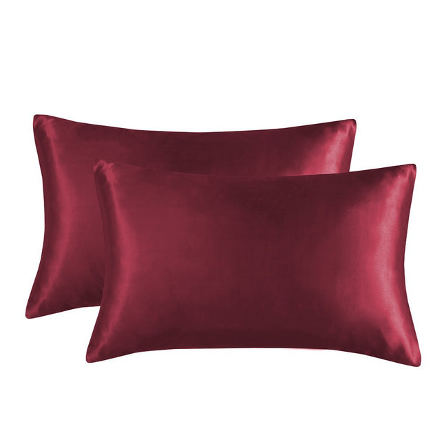 1-Pair Wine Red Luxury Satin Silk Pillowcase for Hair and Skin