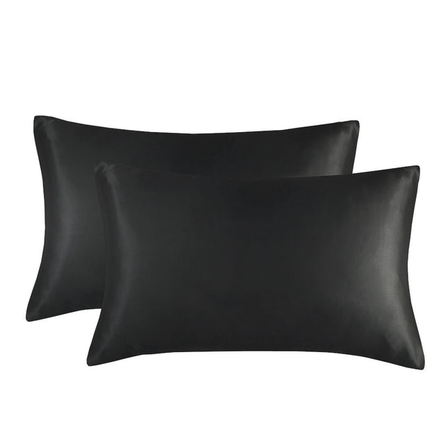 1-Pair Black Luxury Satin Silk Pillowcase for Hair and Skin