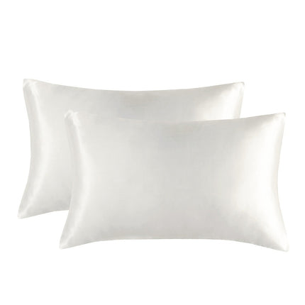 1-Pair White Luxury Satin Silk Pillowcase for Hair and Skin - Smooth Cooling Pillow Cover with Envelope Closure - King (20x36")
