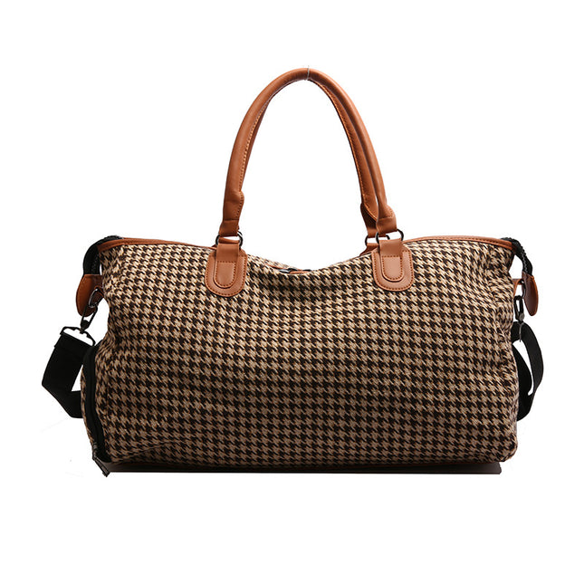 Brown Large Capacity Knitted Travel Bag with Shoe-Zone