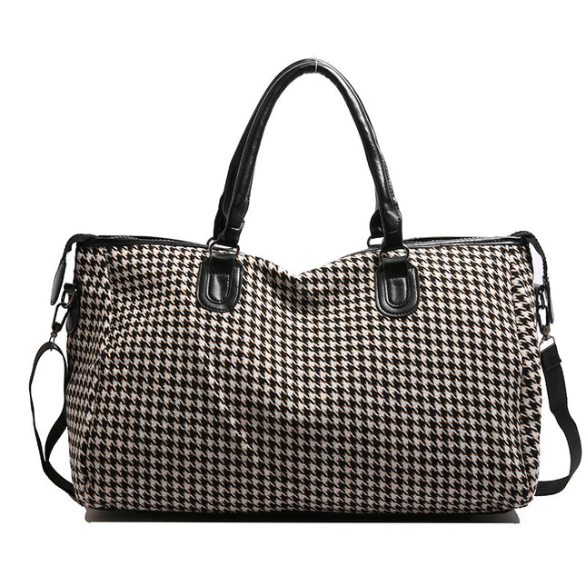 Black Large Capacity Knitted Travel Bag with Shoe-Zone