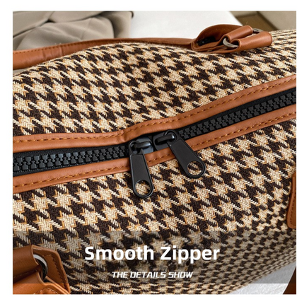 Black Large Capacity Knitted Travel Bag with Shoe-Zone - Weekend Overnight & Carry-on Gym Bag