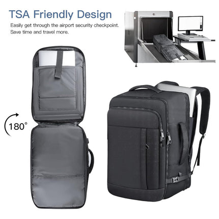Black Expandable 17-Inch Laptop Travel Backpack with USB Port - Durable TSA Friendly Carry-on Luggage Bag