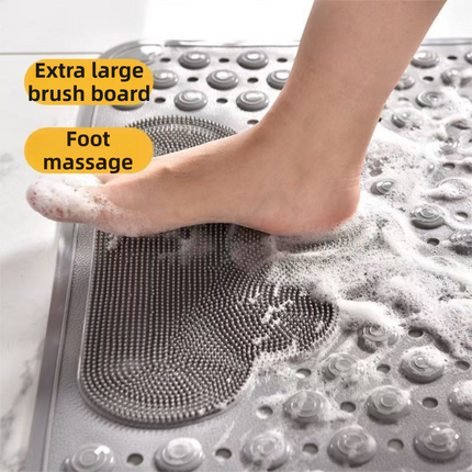 2-Pack Pink Eco-Friendly Bath Mat with Massage Points - Anti-Slip Suction Cup Safety Bathroom Rug (L Size 86.5X53x2 CM)